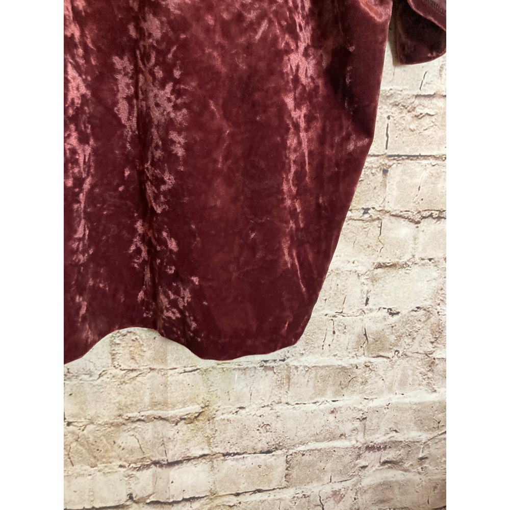 J. Jill Velvet Top Womens Medium Dark‎ Mauve Embroidered Half Sleeve Coquette - Picture 8 of 14